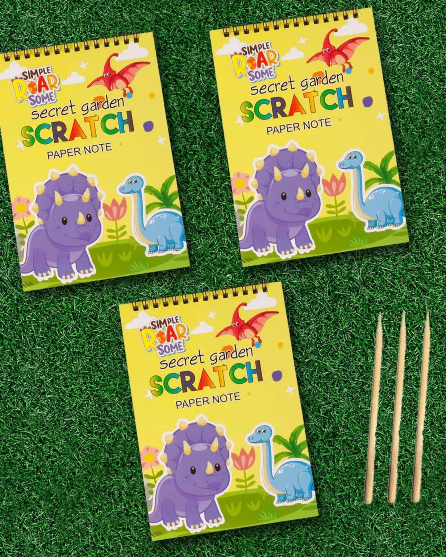 دفتر سكراتش سلك للرسم مع قلم خشبي