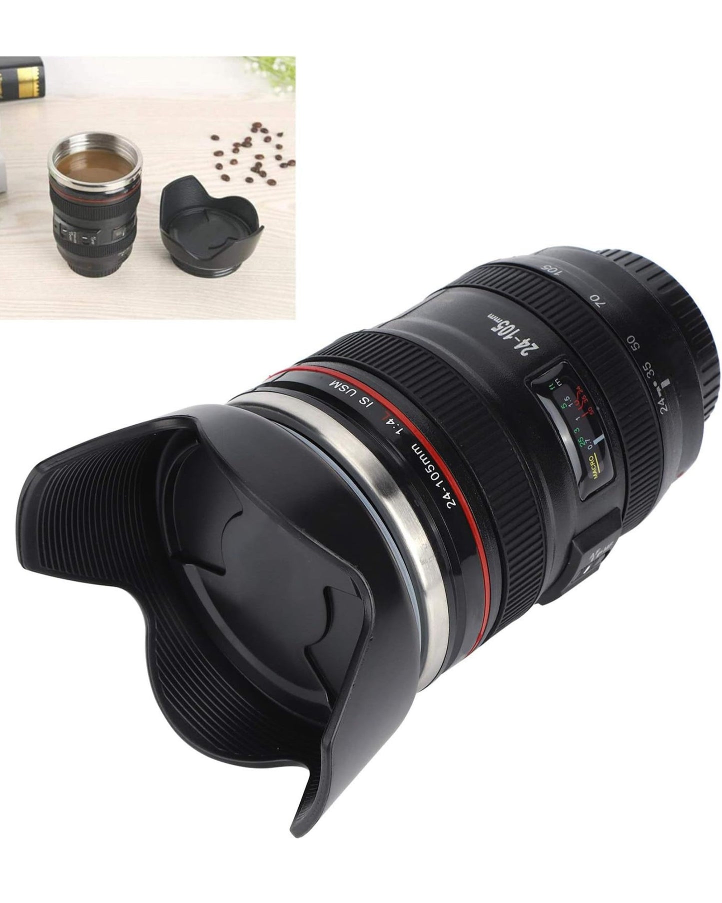 مج حراري شكل عدسة كاميرا