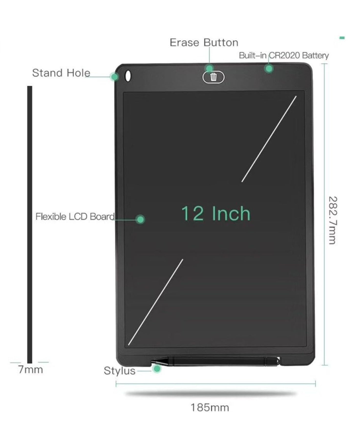 تابلت كتابة ورسم LCD مقاس 12 بوصة
