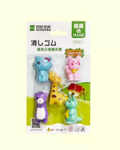 مجموعة محايات مجسمة ٥ قطع - أشكال حيوانات