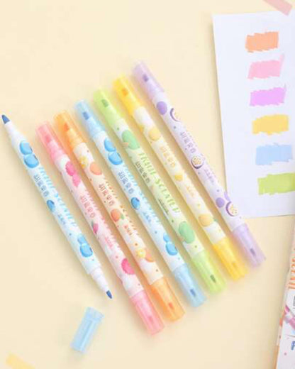 طقم أقلام هايلايتر 6 لون - برائحة الفواكه