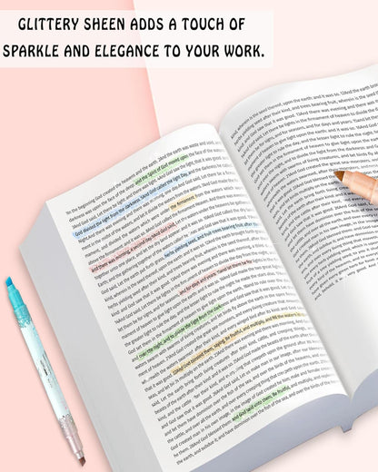 طقم أقلام هايلايتر لامع 12 لون (2 وجه)