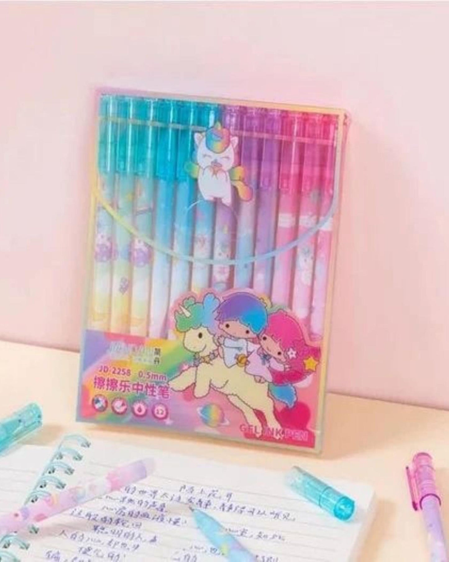 طقم 12 قلم جيل باستيكة unicorn