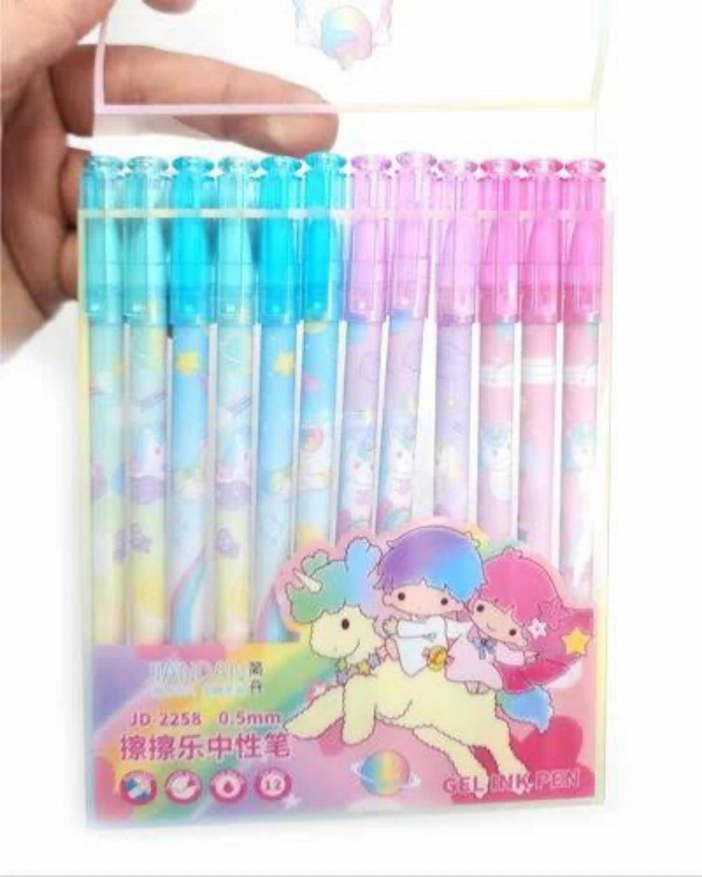 طقم 12 قلم جيل باستيكة unicorn