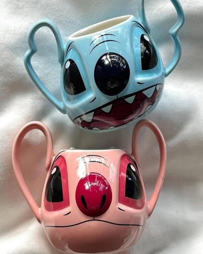 مج سيراميك مجسم ٢ يد - ستيتش بينك