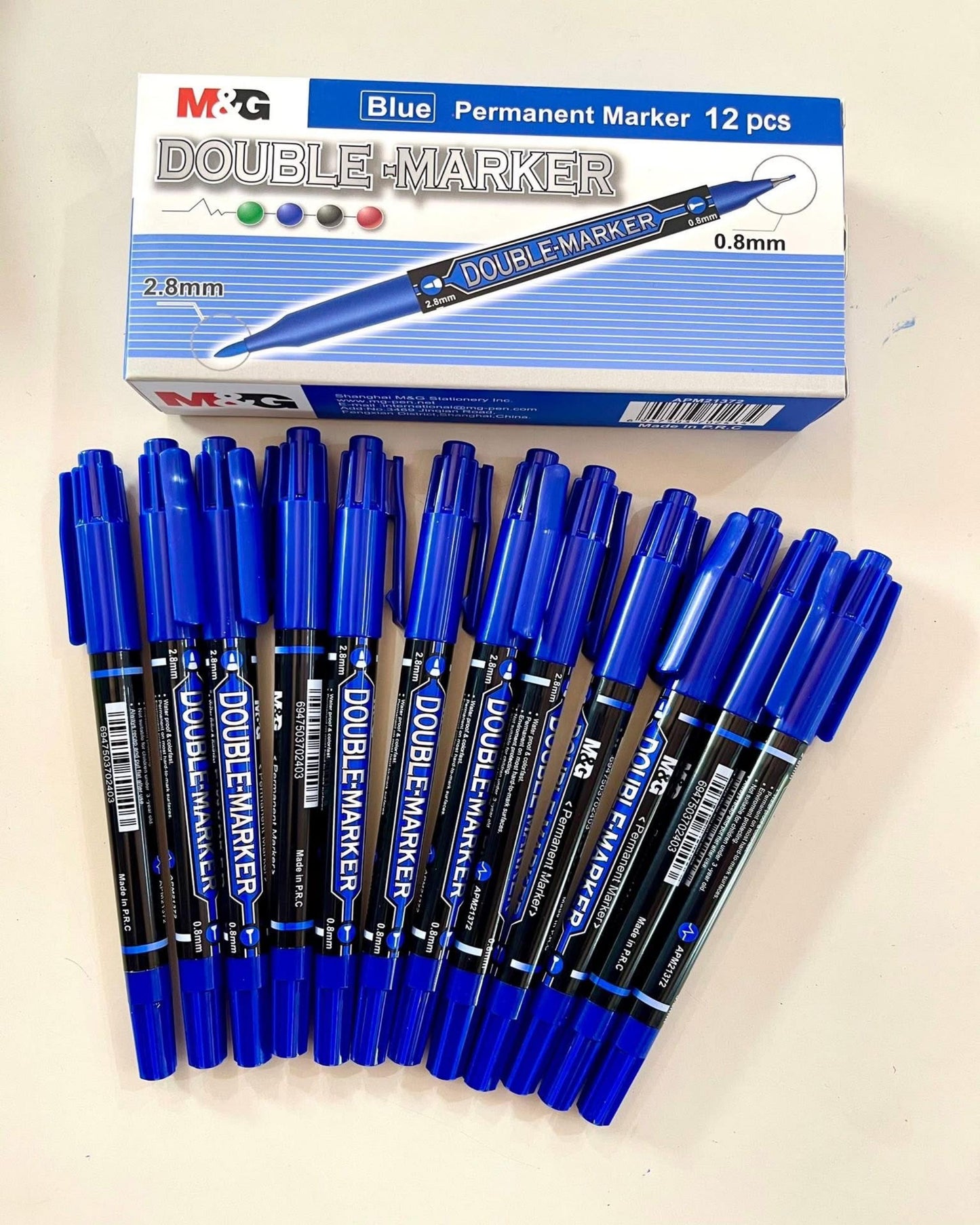 قلم ماركر مزدوج M&G - أزرق