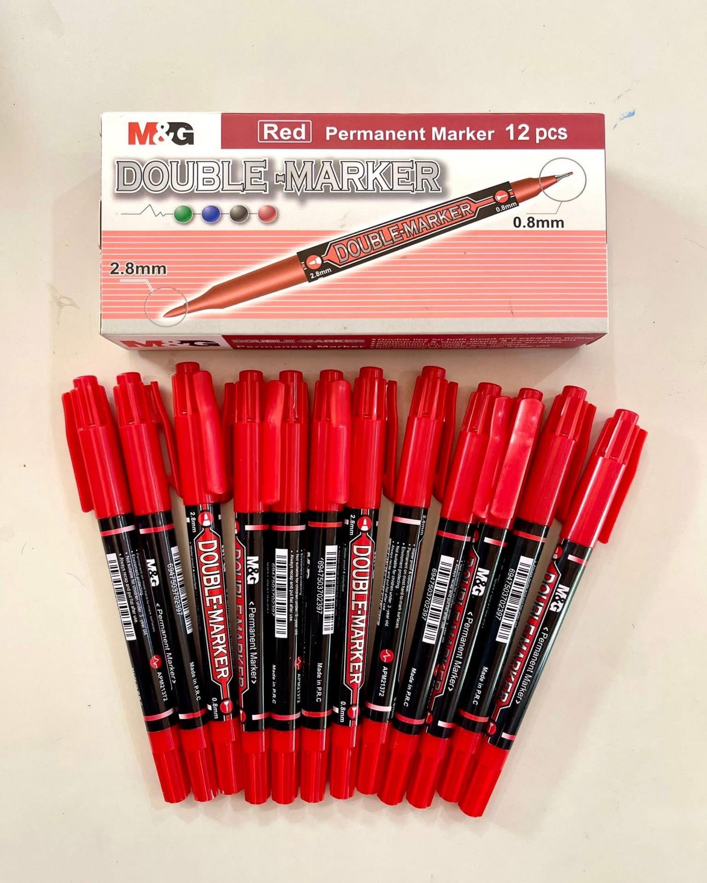 قلم ماركر مزدوج M&G - أحمر