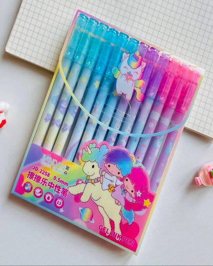 طقم 12 قلم جيل باستيكة unicorn