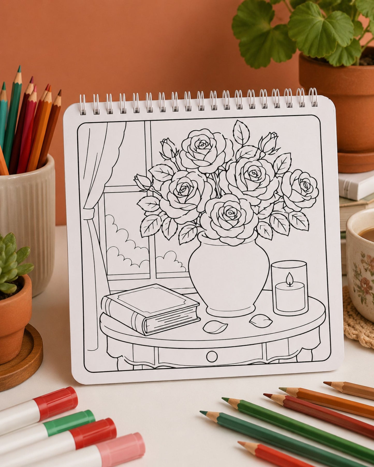 كتاب تلوين Roses & Flowers