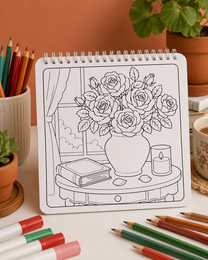 كتاب تلوين Roses & Flowers