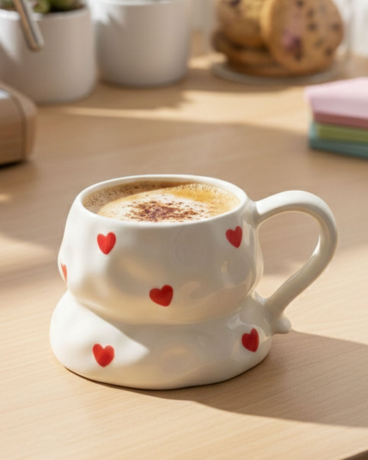 مج سيراميك قلوب حمراء