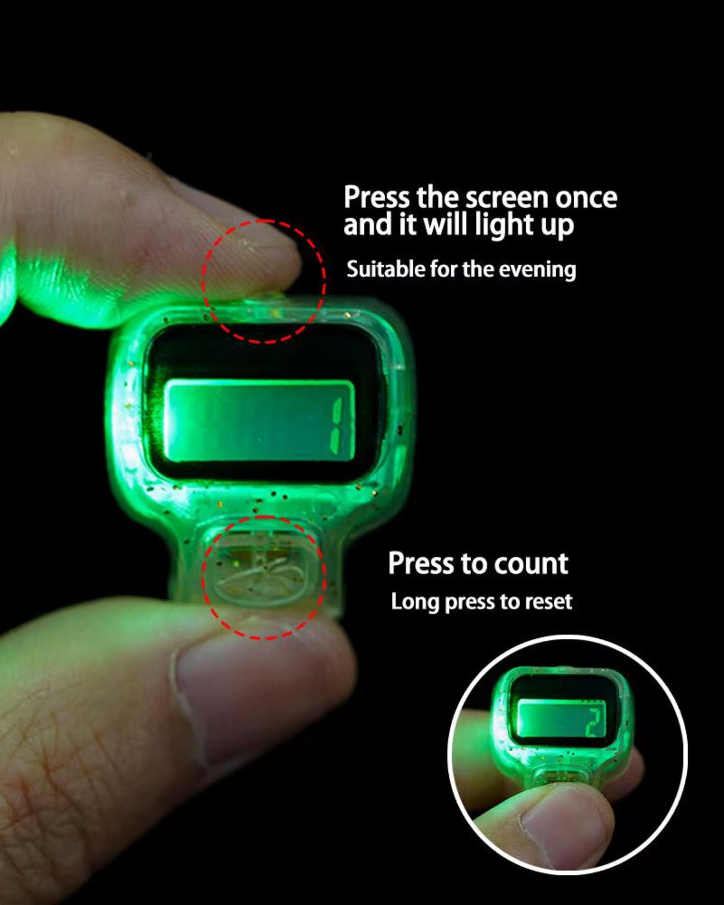 خاتم تسبيح شفاف مضيء