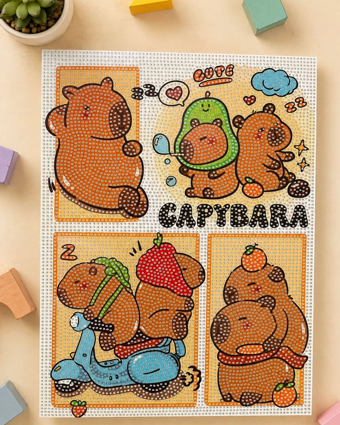 لوحة رسم بالفصوص الماسية (مقاس كبير) - Capybara