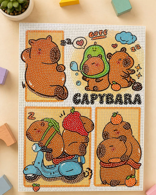 لوحة رسم بالفصوص الماسية (مقاس كبير) - Capybara