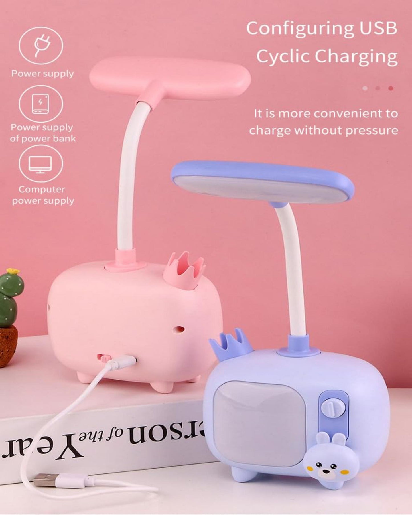 أباجورة ليد شحن شكل تلفزيون - أخضر