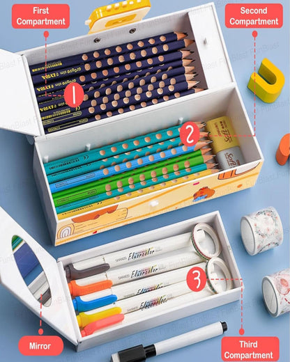 مقلمة بلاستيك بسبورة وقلم وقفل