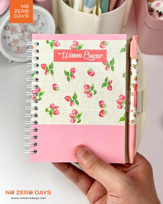 نوت بوك سلك + قلم جاف (بينك)