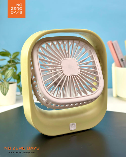 مروحة مكتب شحن 3 سرعات قابلة للدوران - أصفر