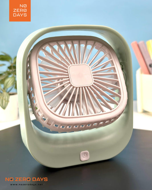 مروحة مكتب شحن 3 سرعات قابلة للدوران - أخضر