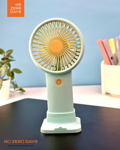 مروحة يد شحن مع هولدر للموبايل - أخضر مينت