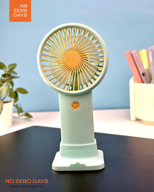 مروحة يد شحن مع هولدر للموبايل - أخضر مينت