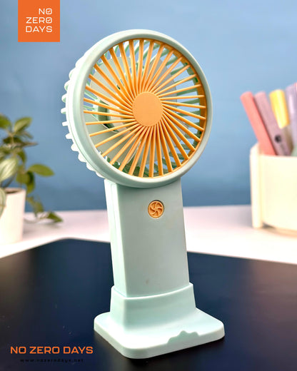 مروحة يد شحن مع هولدر للموبايل - أخضر مينت