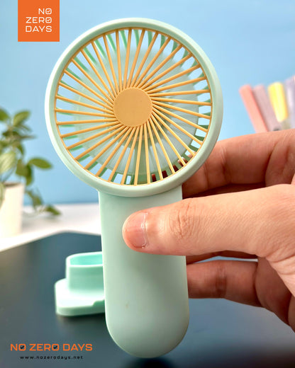 مروحة يد شحن مع هولدر للموبايل - أخضر مينت