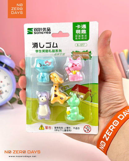 مجموعة محايات مجسمة ٥ قطع - أشكال حيوانات