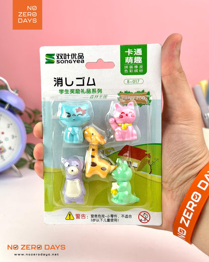 مجموعة محايات مجسمة ٥ قطع - أشكال حيوانات