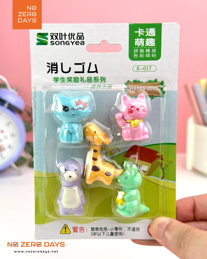 مجموعة محايات مجسمة ٥ قطع - أشكال حيوانات