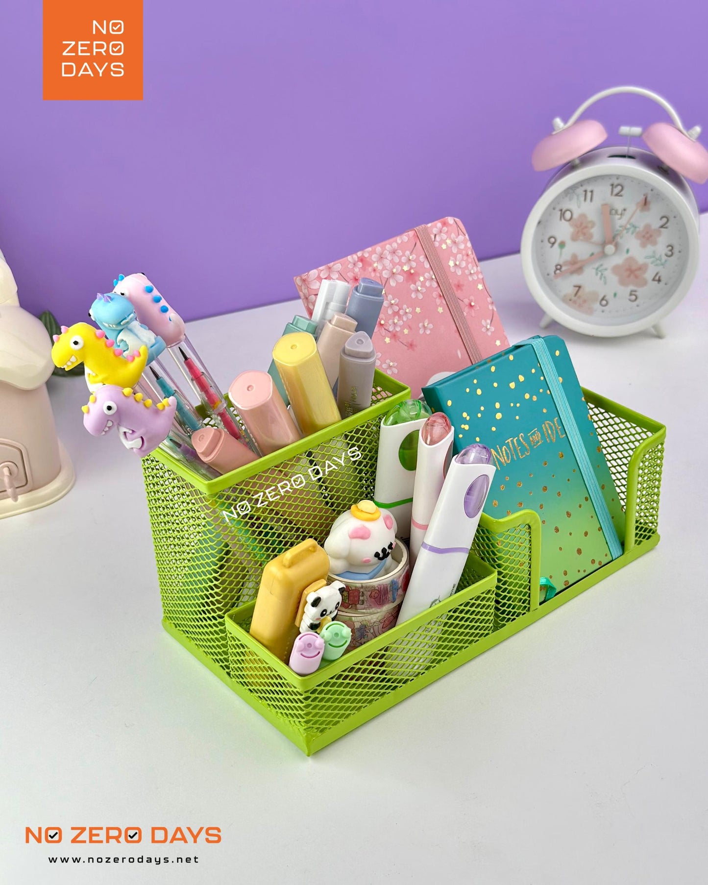 منظم مكتب معدني شبكي - أخضر