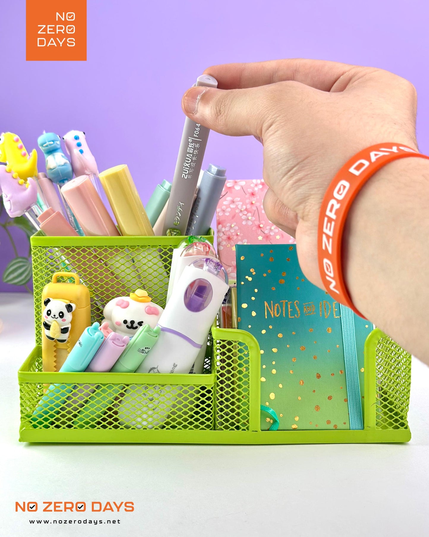 منظم مكتب معدني شبكي - أخضر