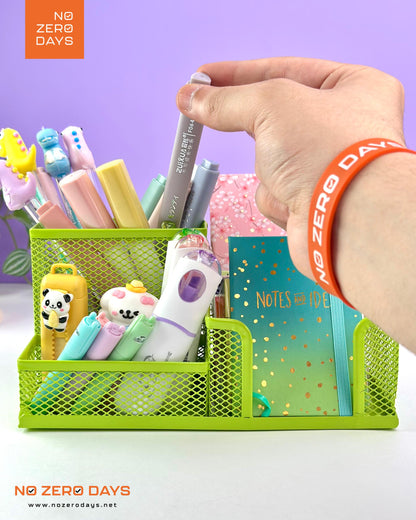 منظم مكتب معدني شبكي - أخضر