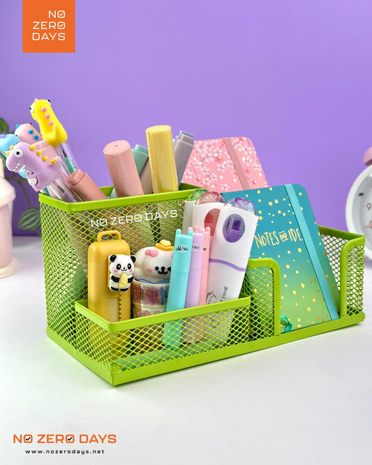 منظم مكتب معدني شبكي - أخضر