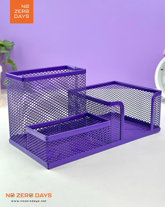 منظم مكتب معدني شبكي - بنفسجي