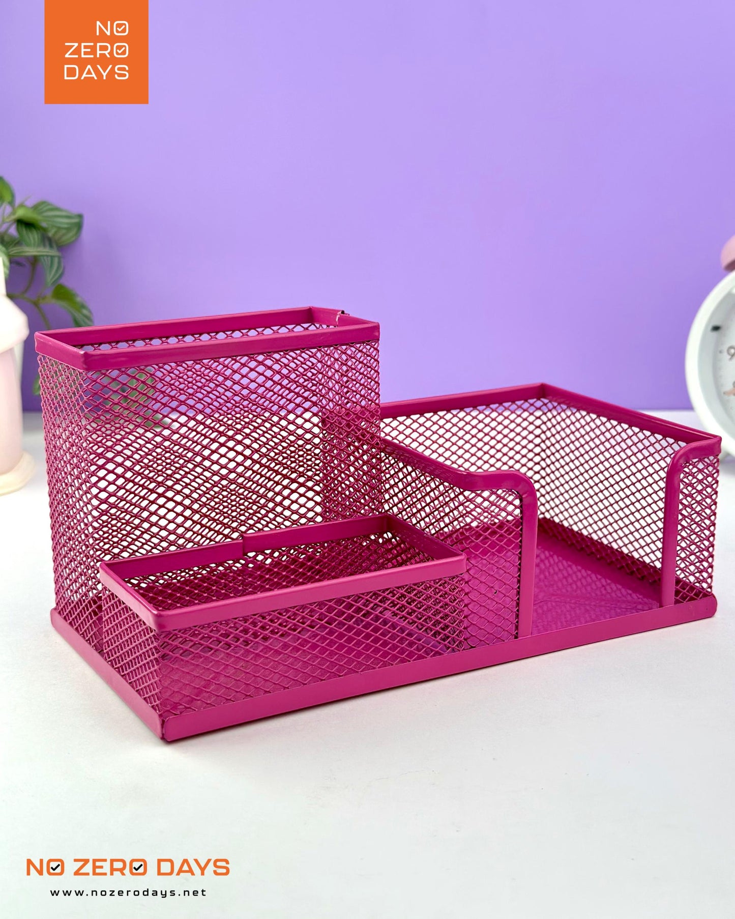 منظم مكتب معدني شبكي - بينك