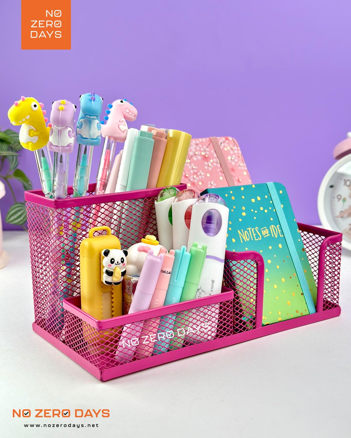 منظم مكتب معدني شبكي - بينك