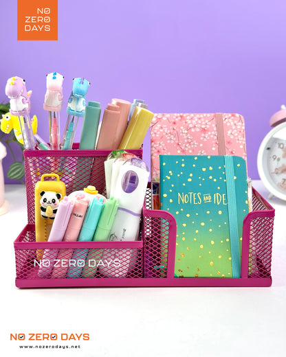 منظم مكتب معدني شبكي - بينك