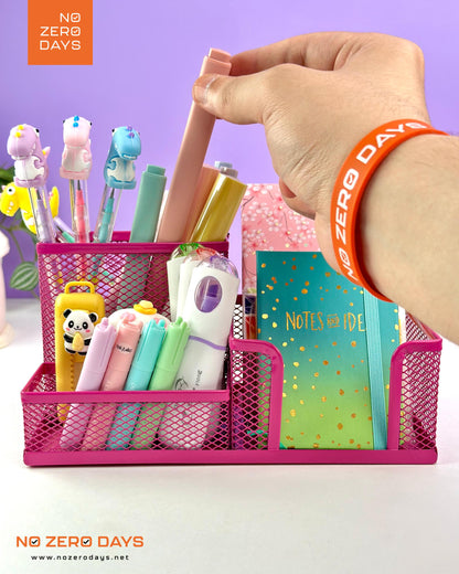 منظم مكتب معدني شبكي - بينك