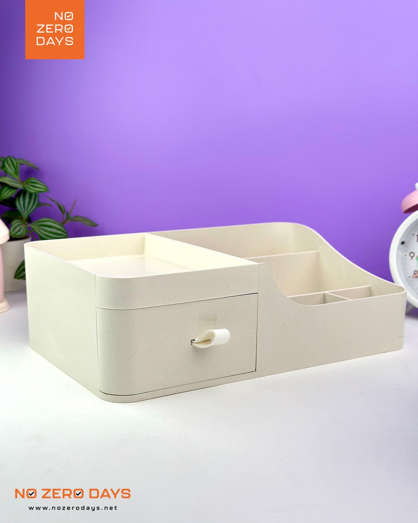 منظم أدوات مع درج - أبيض