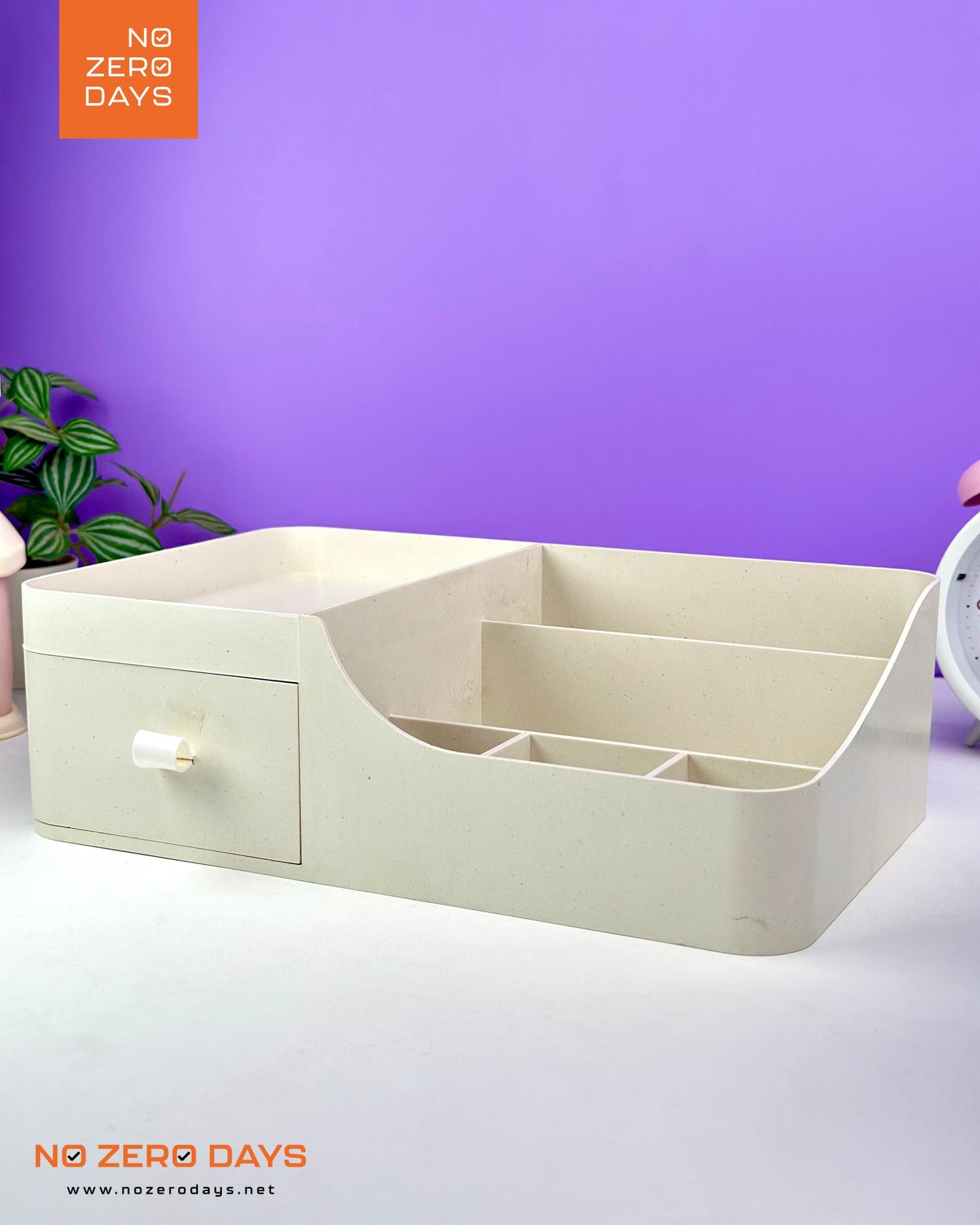 منظم أدوات مع درج - أبيض