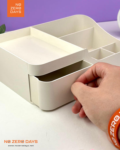 منظم أدوات مع درج - أبيض