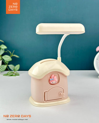 أباجورة ليد شحن شكل بيت مع حصالة - زهري