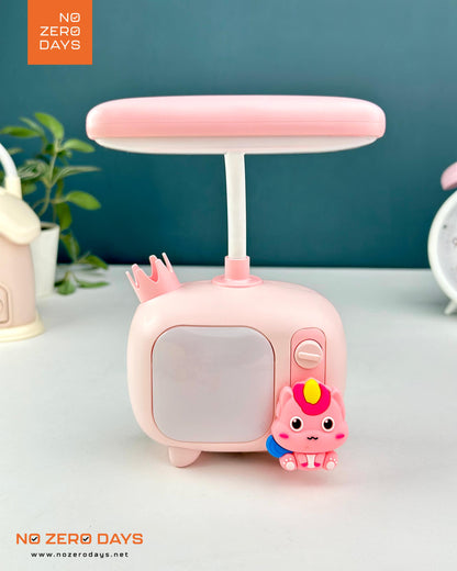 أباجورة ليد شحن شكل تلفزيون - زهري