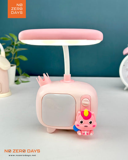 أباجورة ليد شحن شكل تلفزيون - زهري