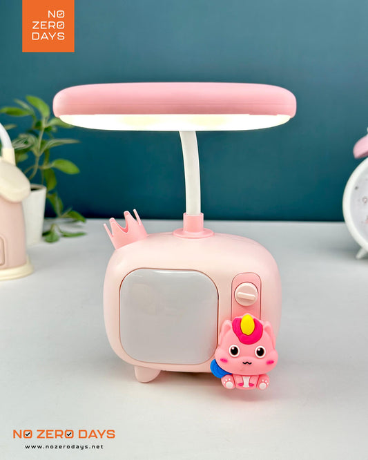 أباجورة ليد شحن شكل تلفزيون - زهري