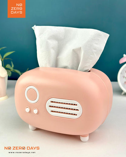 علبة مناديل بلاستيك - شكل راديو