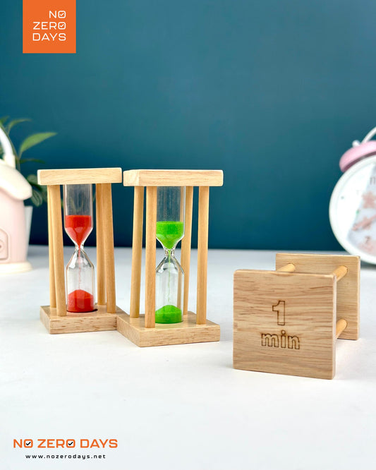 ساعة رملية زجاج مع إطار خشبي - دقيقة