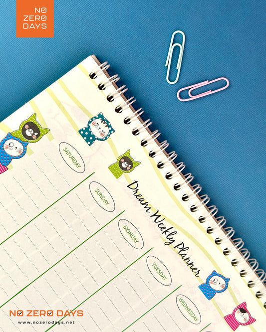 دفتر تخطيط أسبوعي سلك - شكل قطط