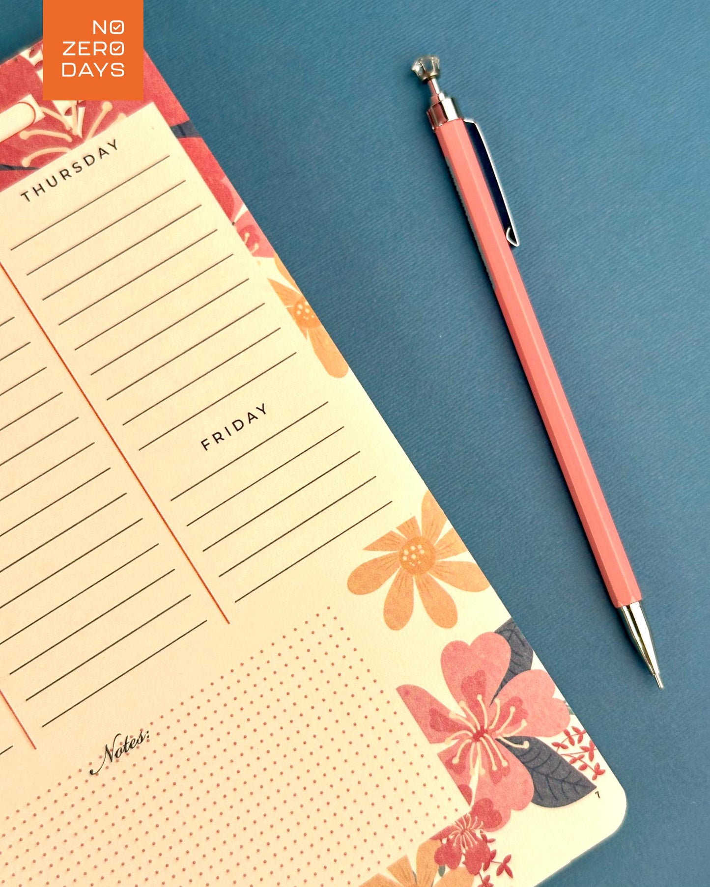 مخطط أسبوعي 52 ورقة مقاس A4 - شكل ورد